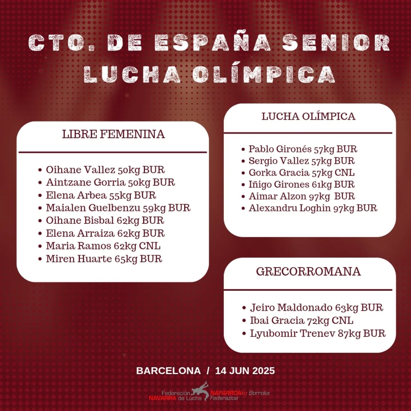 Rumbo al Campeonato de Espa&ntilde;a S&eacute;nior de Luchas Ol&iacute;mpicas